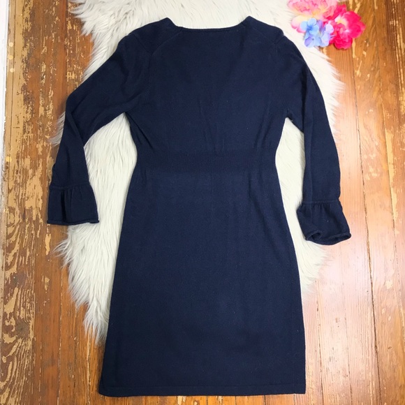 Boden V Neck Blue Sweater Dress - Picture 5 of 6